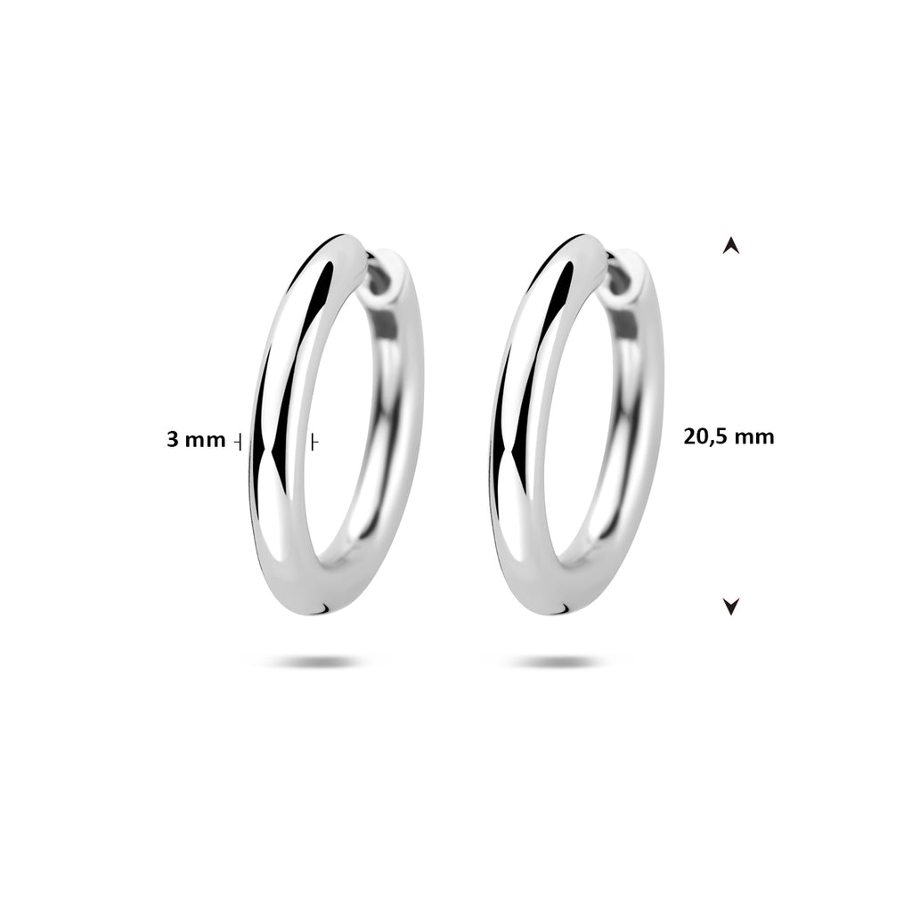 klapoorringen 20,5 mm zilver gerhodineerd