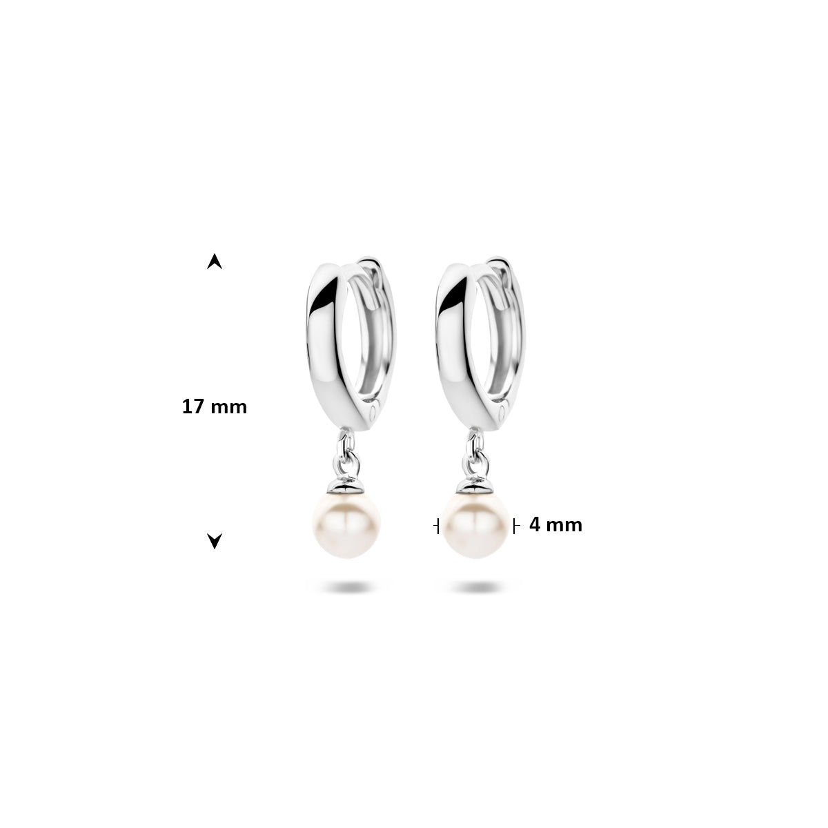 Klappohrringe synth. Perle 17 mm rhodiniertes Silber