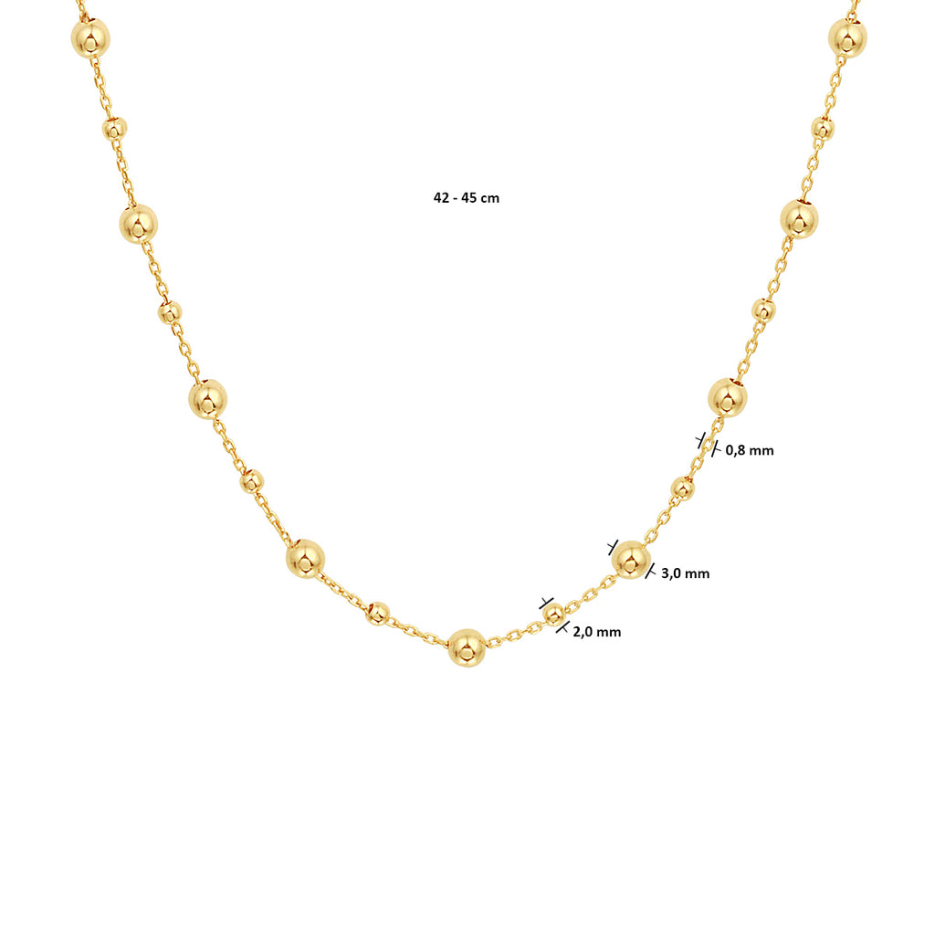 collier bolletjes 0,8 mm 42 - 45 cm 14K geelgoud - bol/half-bol