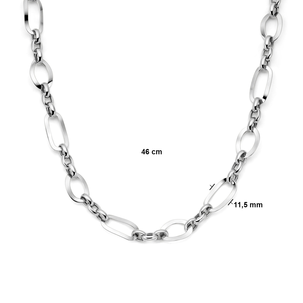 Halskette 11,5 mm 46 cm Silber rhodiniert