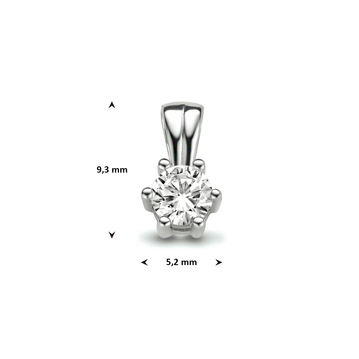 Anhänger Zirkonia 9,3 mm rhodiniertes Silber