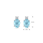 Ohrstecker blau Topas und Zirkonia 10,5 mm rhodiniertes Silber