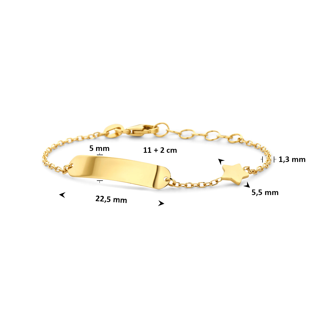graveerarmband ster 11 + 2 cm 14K geelgoud