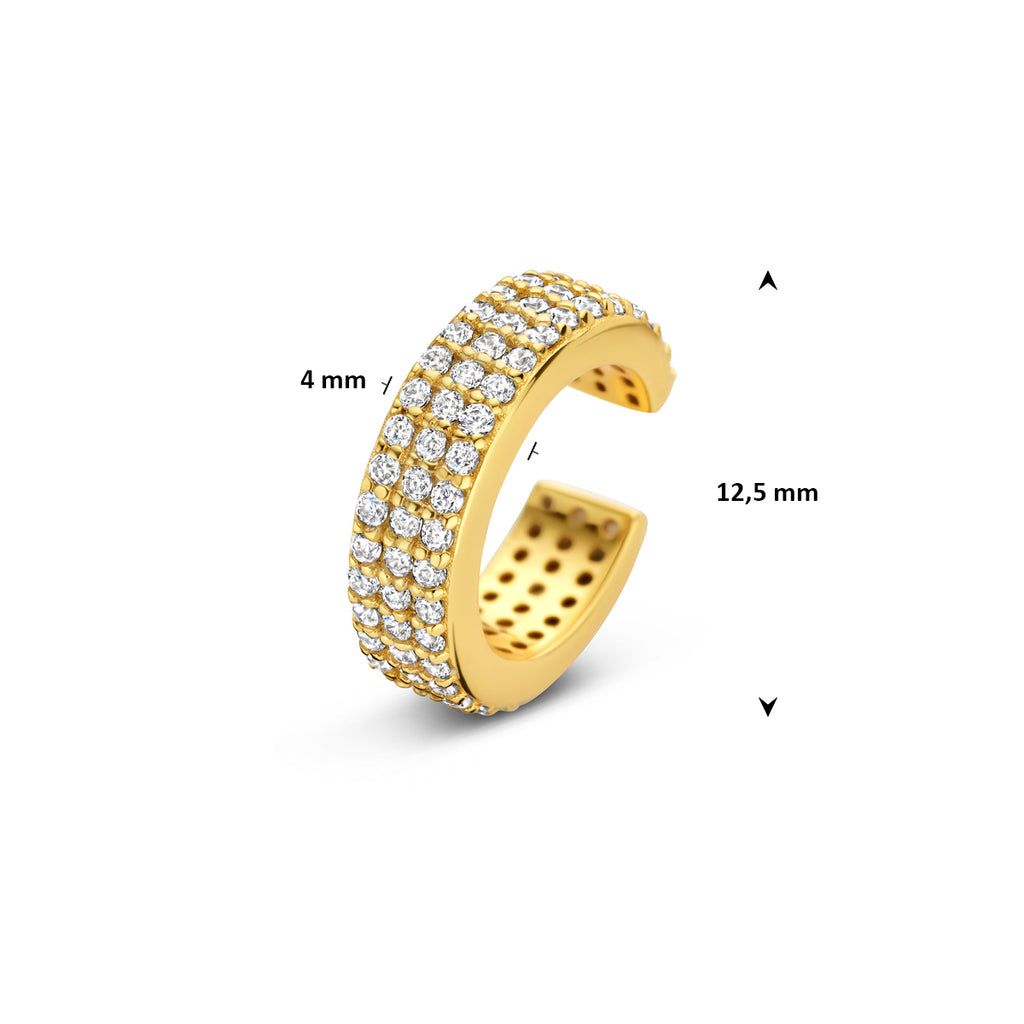 ear cuff zirkonia 12,5 mm zilver verguld (geel)