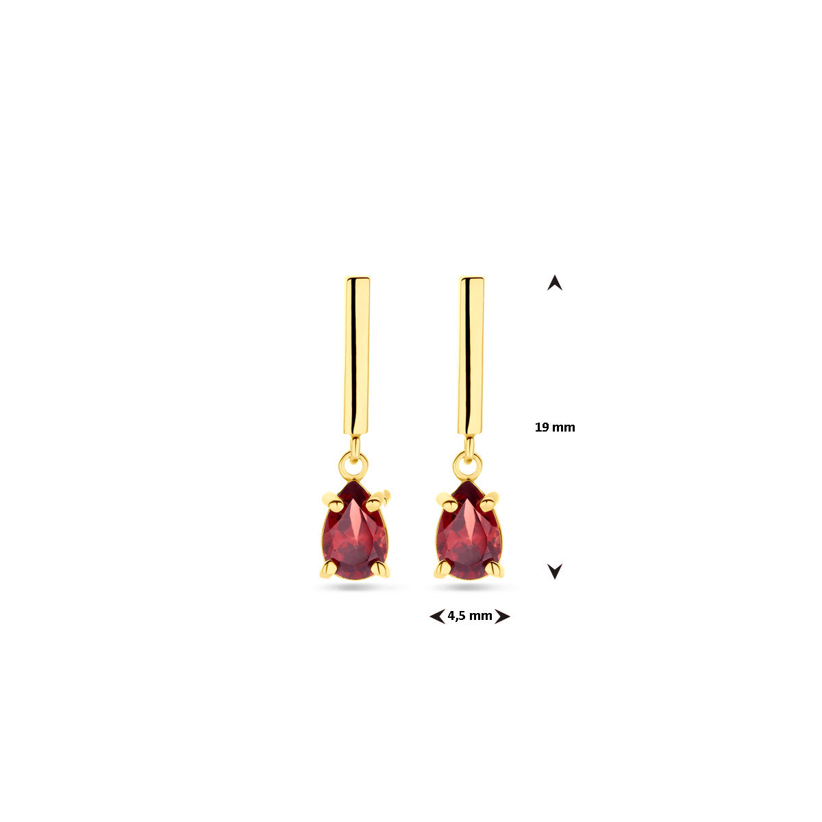 Ohrhänger Granat 19 mm 14K Gelbgold