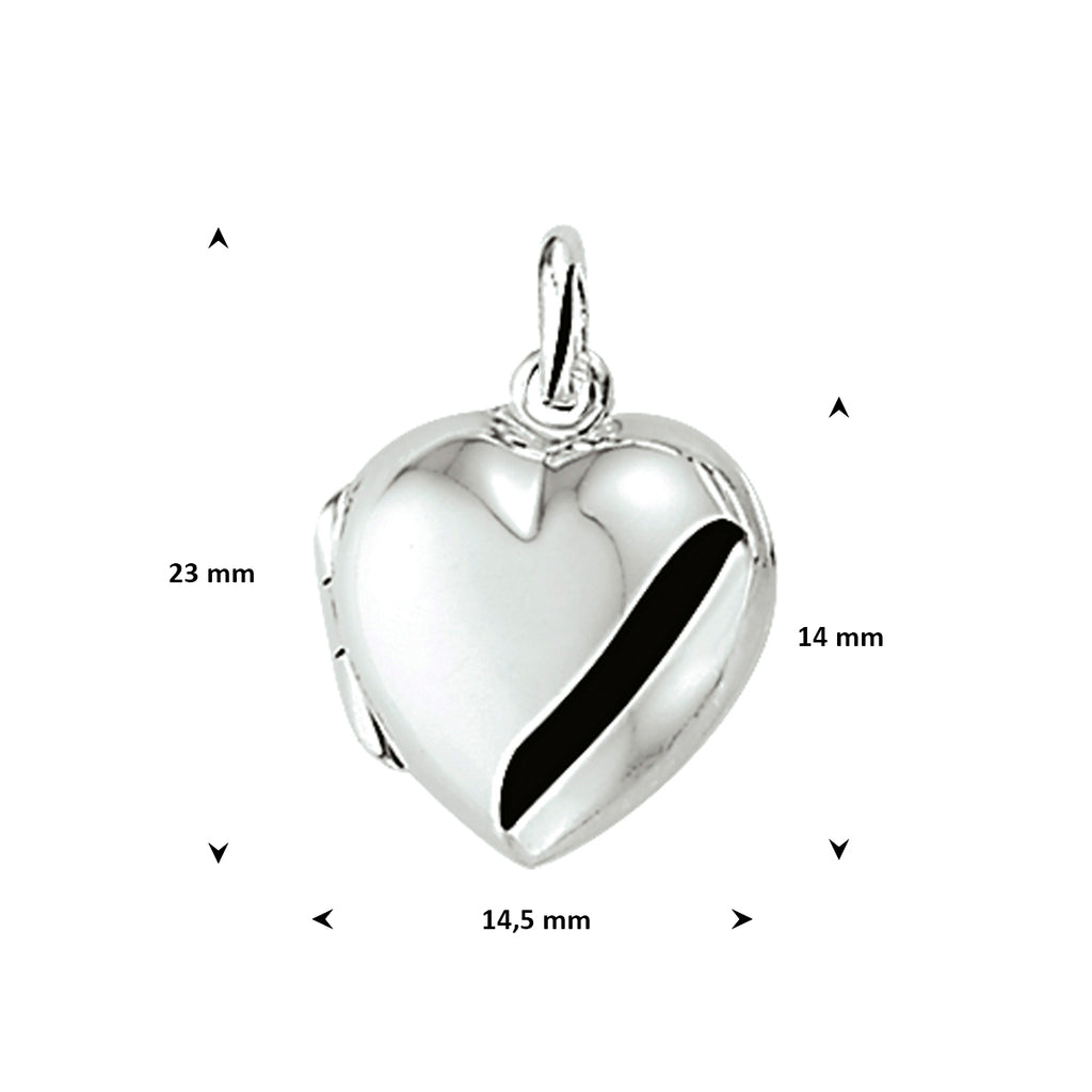 Medaillon Herz 14 mm Silber Weiß