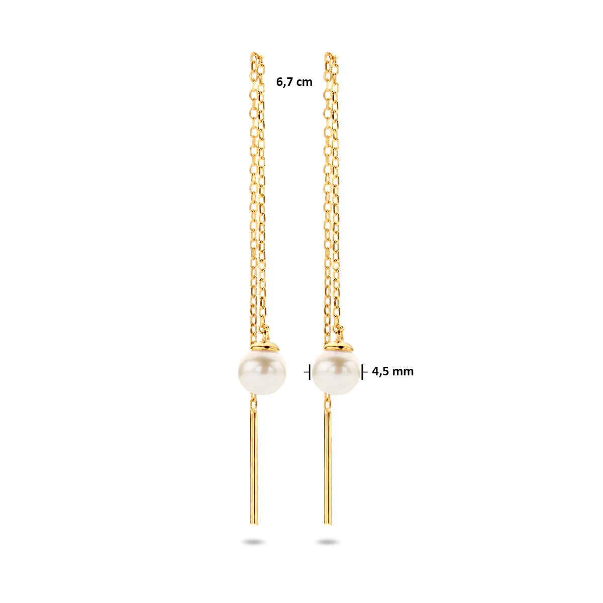 9k doortrekoorbellen parel 67 mm 9K geel