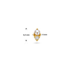 flat back piercing parel en zirkonia 6,5 mm 1 micron zilver verguld (geel)