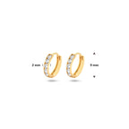 klapoorringen zirkonia 9 mm 14K geelgoud
