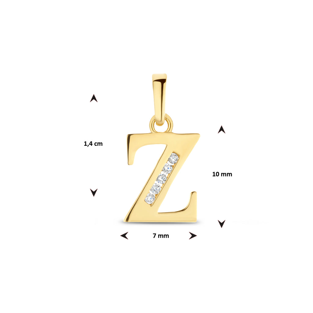 Anhänger Buchstabe Zirkonia 14K Gelbgold