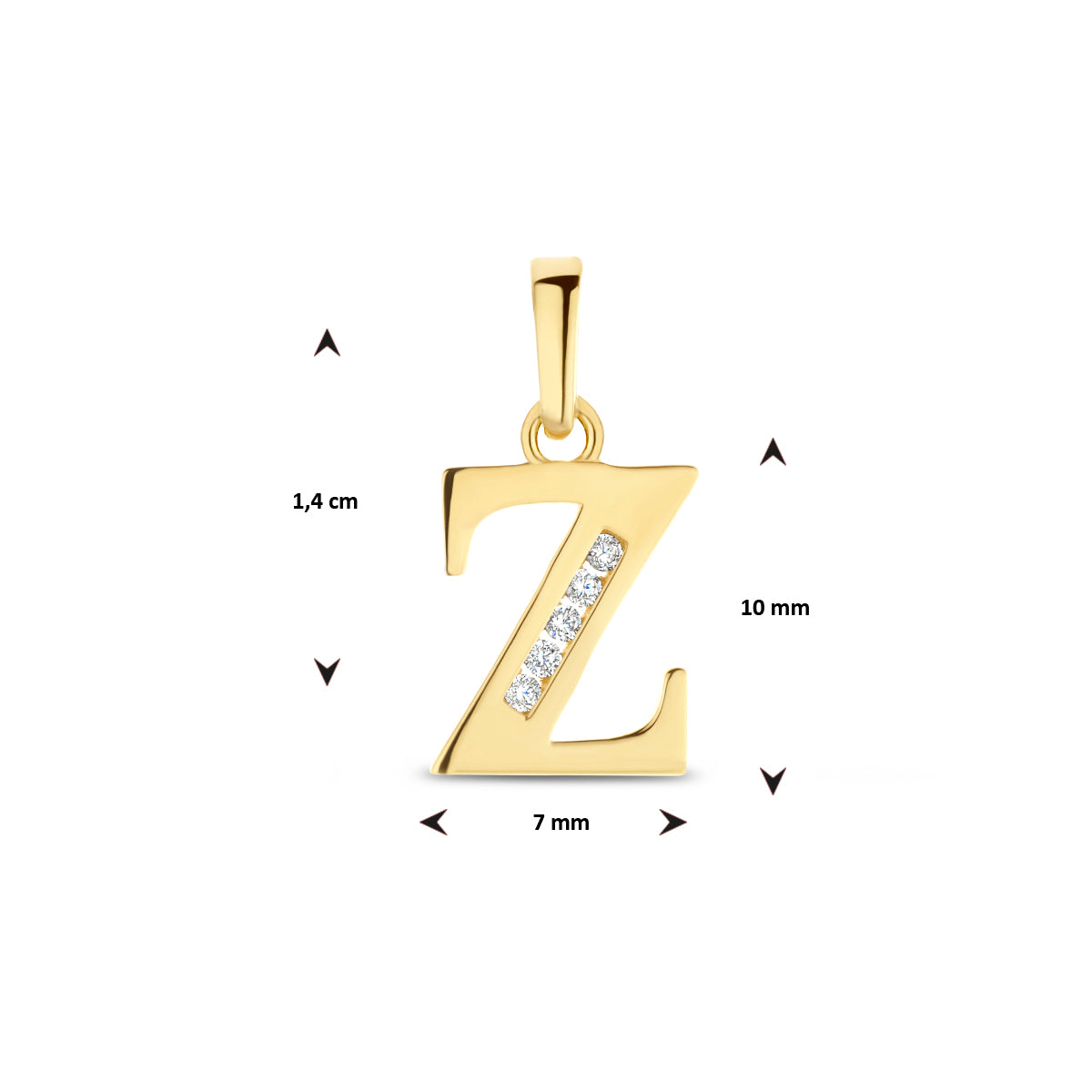 Anhänger Buchstabe Zirkonia 14K Gelbgold