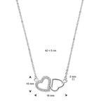 collier hartjes zirkonia 42 + 3 cm zilver gerhodineerd