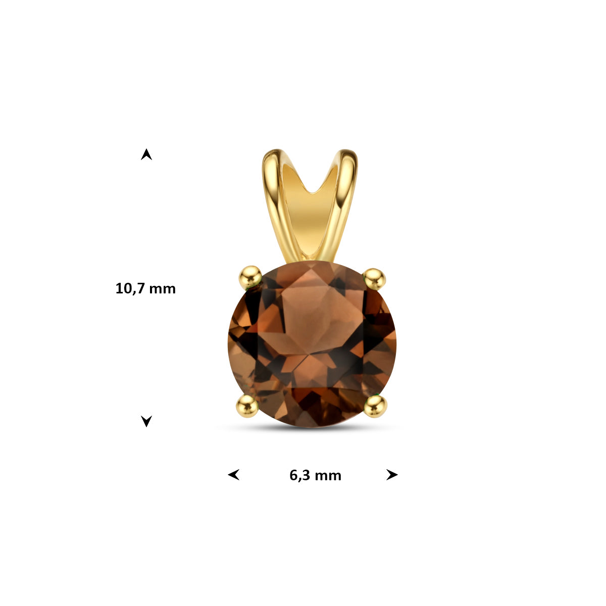 hanger rookkwarts 14K geelgoud