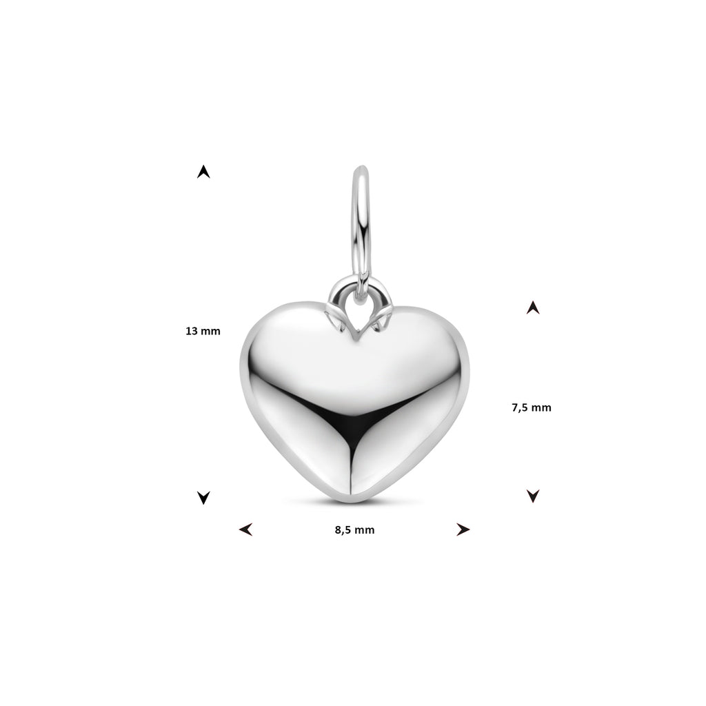 hanger hart 7,5 mm zilver gerhodineerd