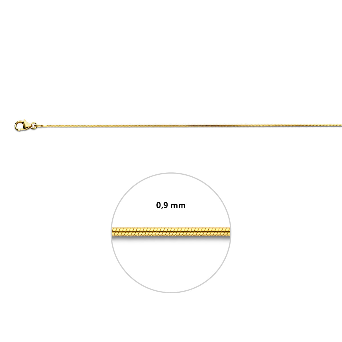 slang rond 0,9 mm 14K geelgoud