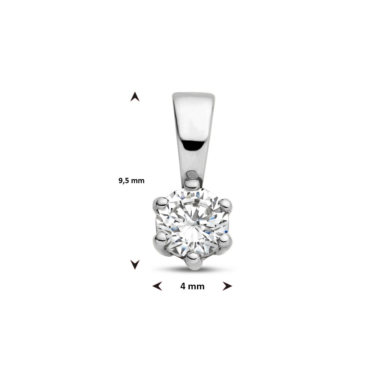 hanger zirkonia 9,5 mm 14K witgoud