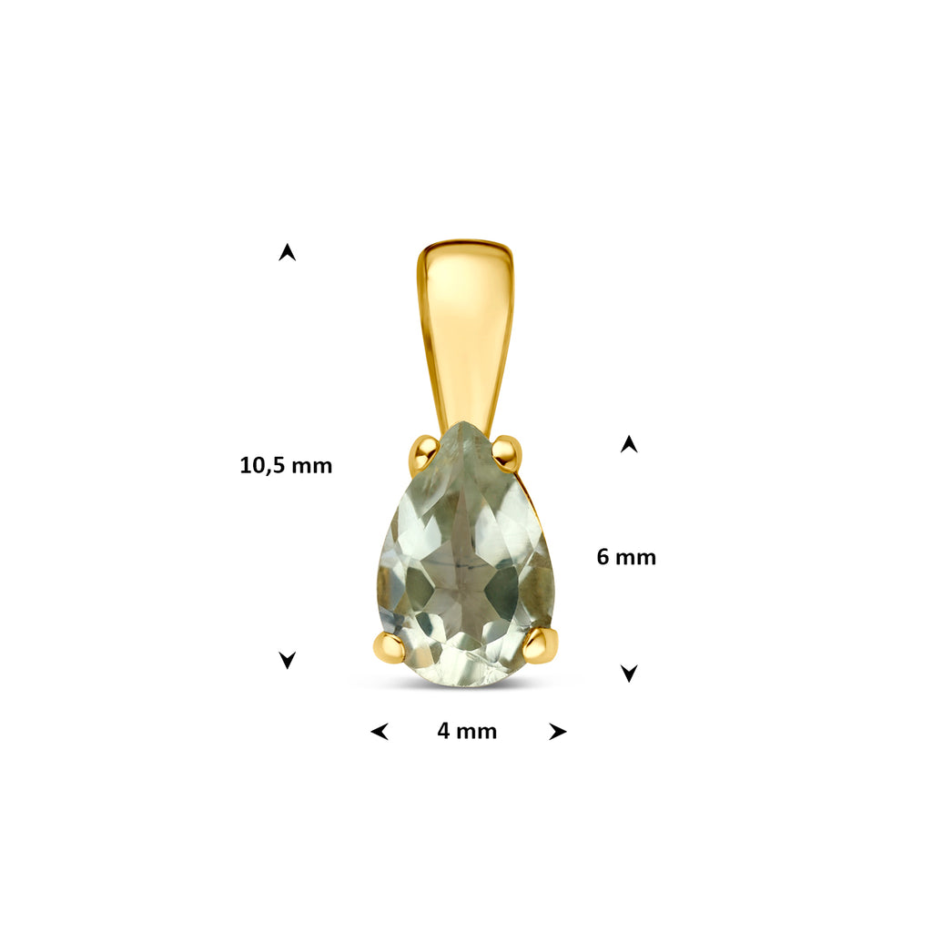 hanger groen amethist 10,5 mm 14K geelgoud - druppel/komma/pegel