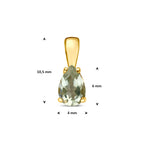hanger groen amethist 10,5 mm 14K geelgoud - druppel/komma/pegel