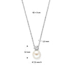 collier parel en zirkonia 42 + 3 cm zilver gerhodineerd