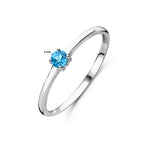 Ring mit Geburtsstein Blautopas Dezember rhodiniertes Silber
