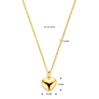 collier hartje 41 - 43 - 45 cm 3 micron zilver verguld (geel)