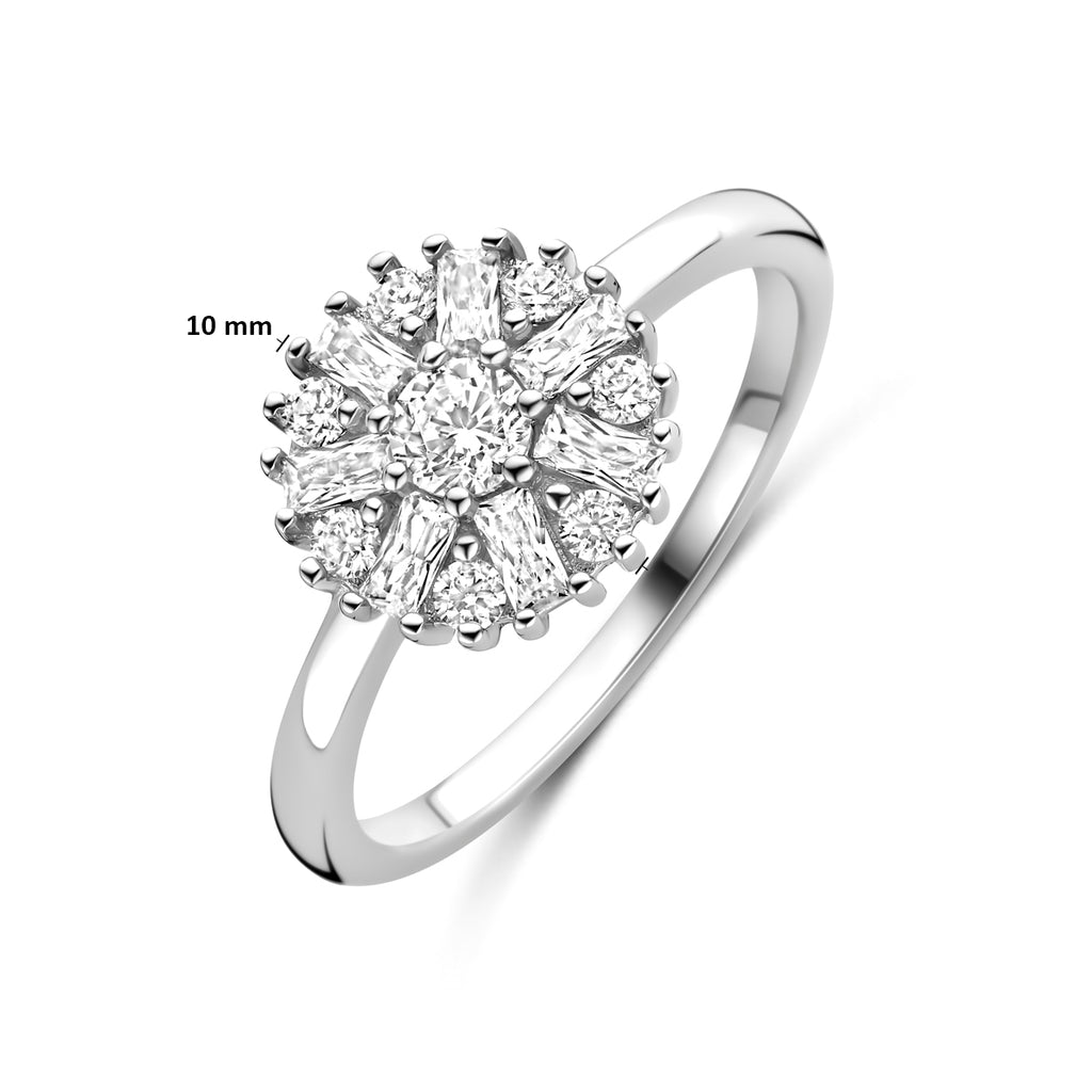 Ring Zirkonia Rosette Silber rhodiniert