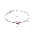 armband emaille hartjes 11 + 3 cm zilver gerhodineerd