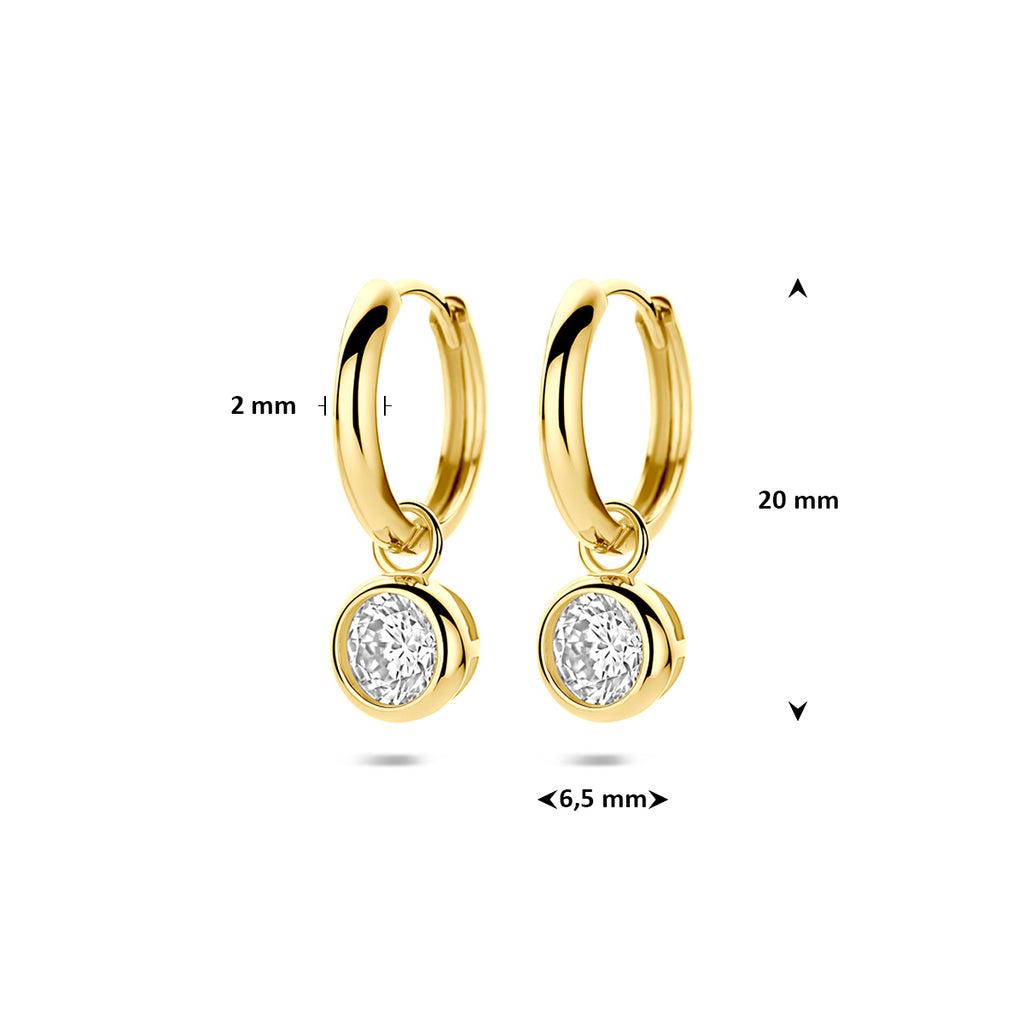 9k Ohrringe Zirkonia 20 mm 9K Gelb