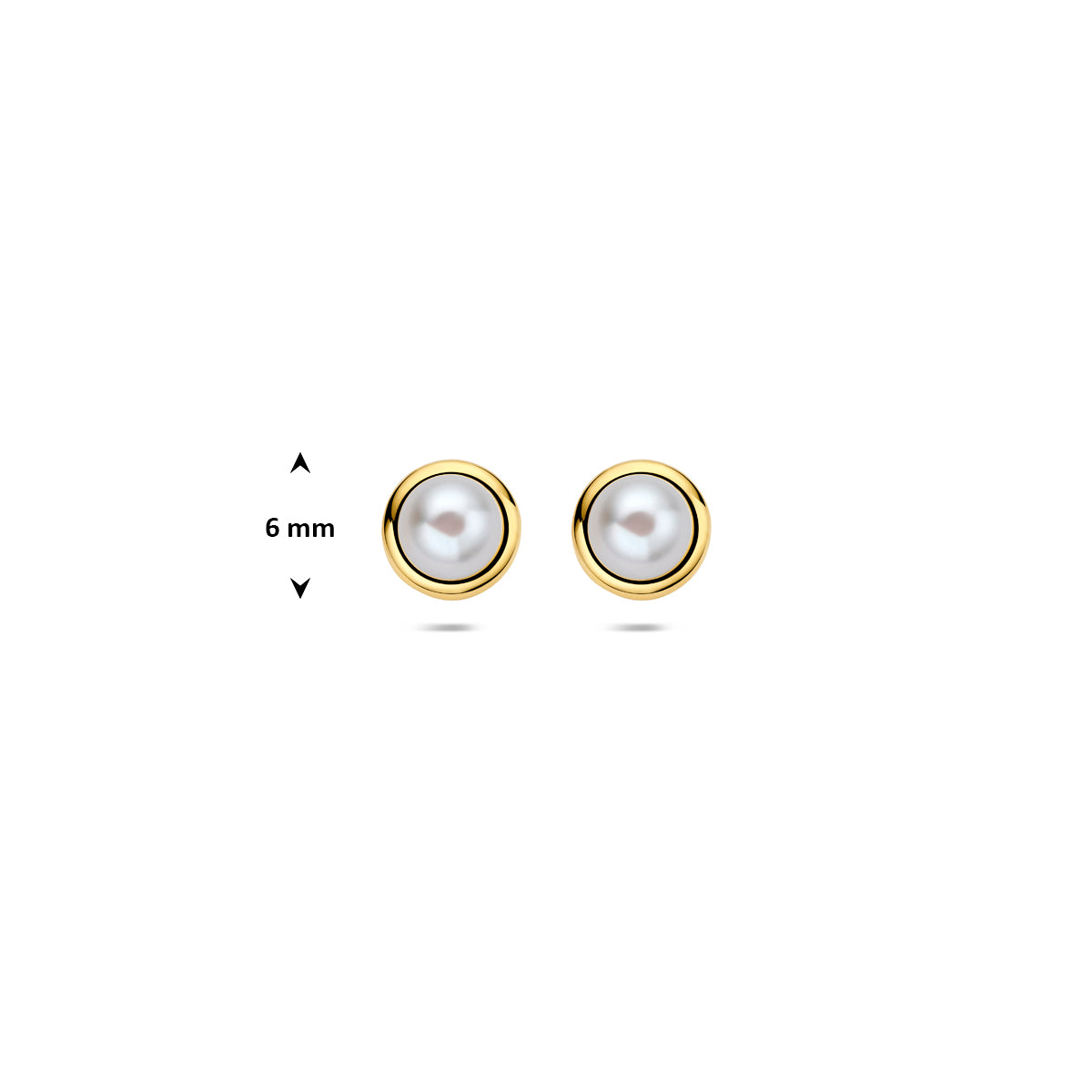 oorknoppen parel 6 mm 14K geelgoud