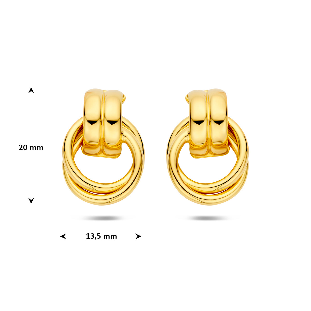 stekeroorringen 20 mm 1 micron zilver verguld (geel)