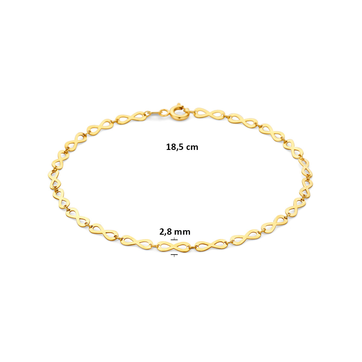 Armband Infinity 2,8 mm 18,5 cm 14K Gelbgold