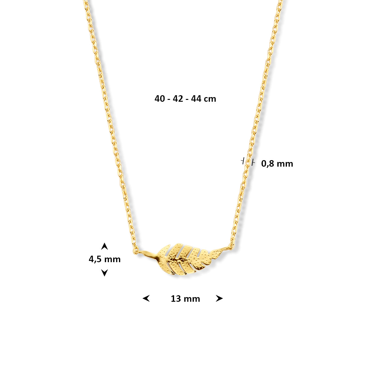 Halskette Feder 40 - 42 - 44 cm 14K Gelbgold