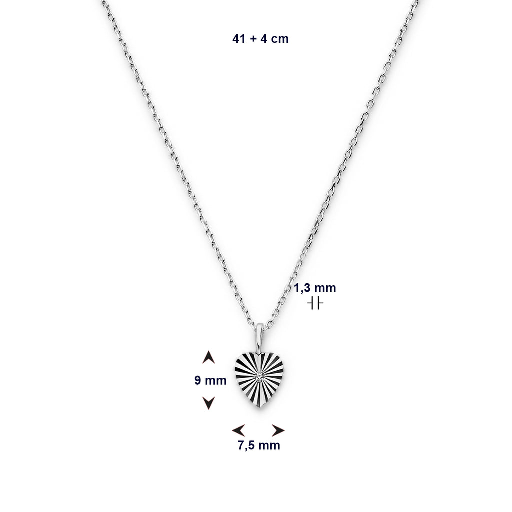Halskette Herz Zirkonia diamantiert 41 + 4 cm Silber rhodiniert
