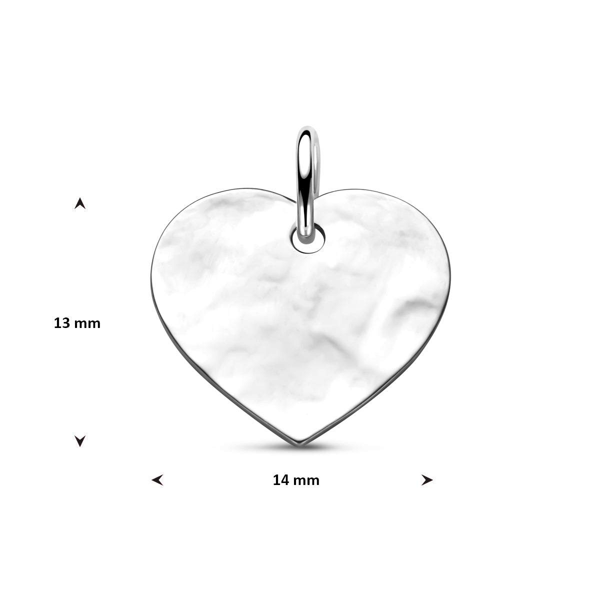graveerhanger hartje gehamerd 15,5 mm zilver gerhodineerd