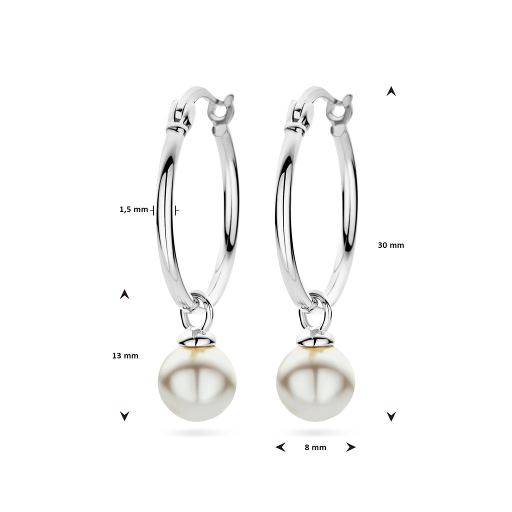 oorringen synth. parel zilver gerhodineerd