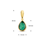 9k hanger groen agaat 12,5 mm 9K geel - druppel/komma/pegel