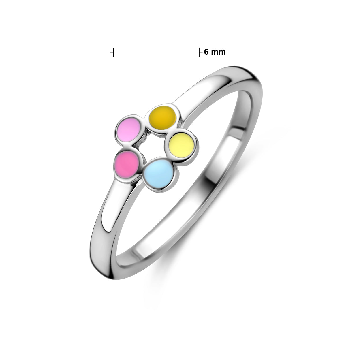 ring emaille bloem zilver gerhodineerd