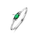 Ring aus weißem und grünem Zirkonia, Silber rhodiniert