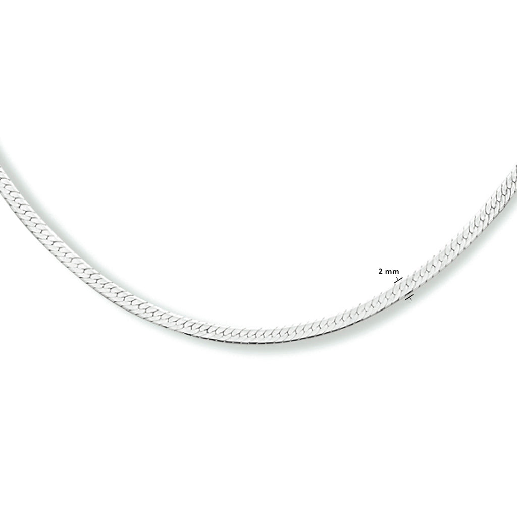 Halskette Schlange flach 2,0 mm 40 + 4 cm Silber rhodiniert
