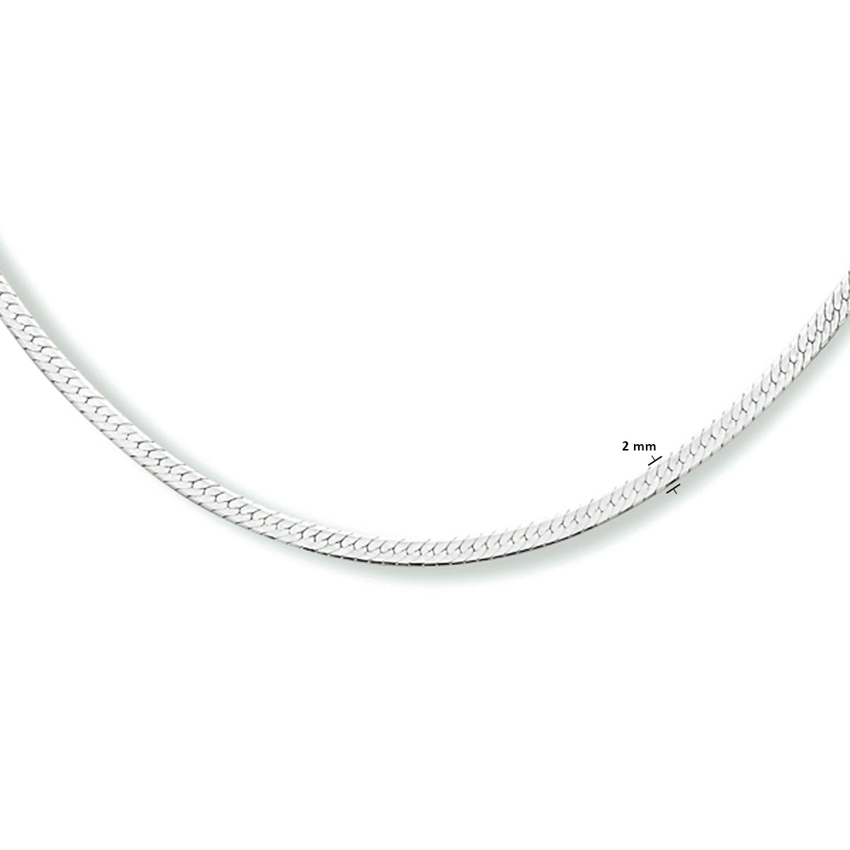 Halskette Schlange flach 2,0 mm 40 + 4 cm Silber rhodiniert