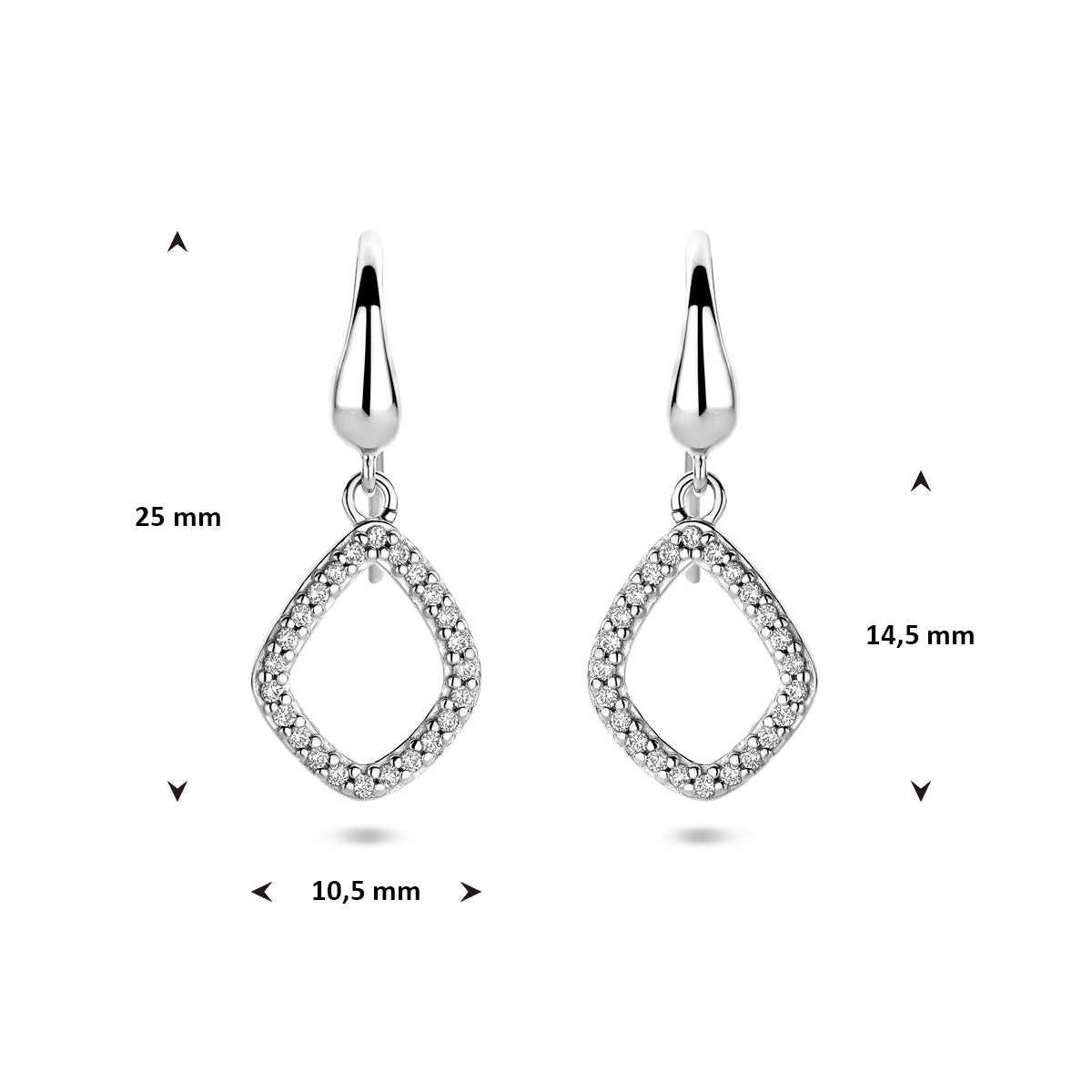 Ohrhänger Raute Zirkonia französische Haken 25 mm Silber rhodiniert