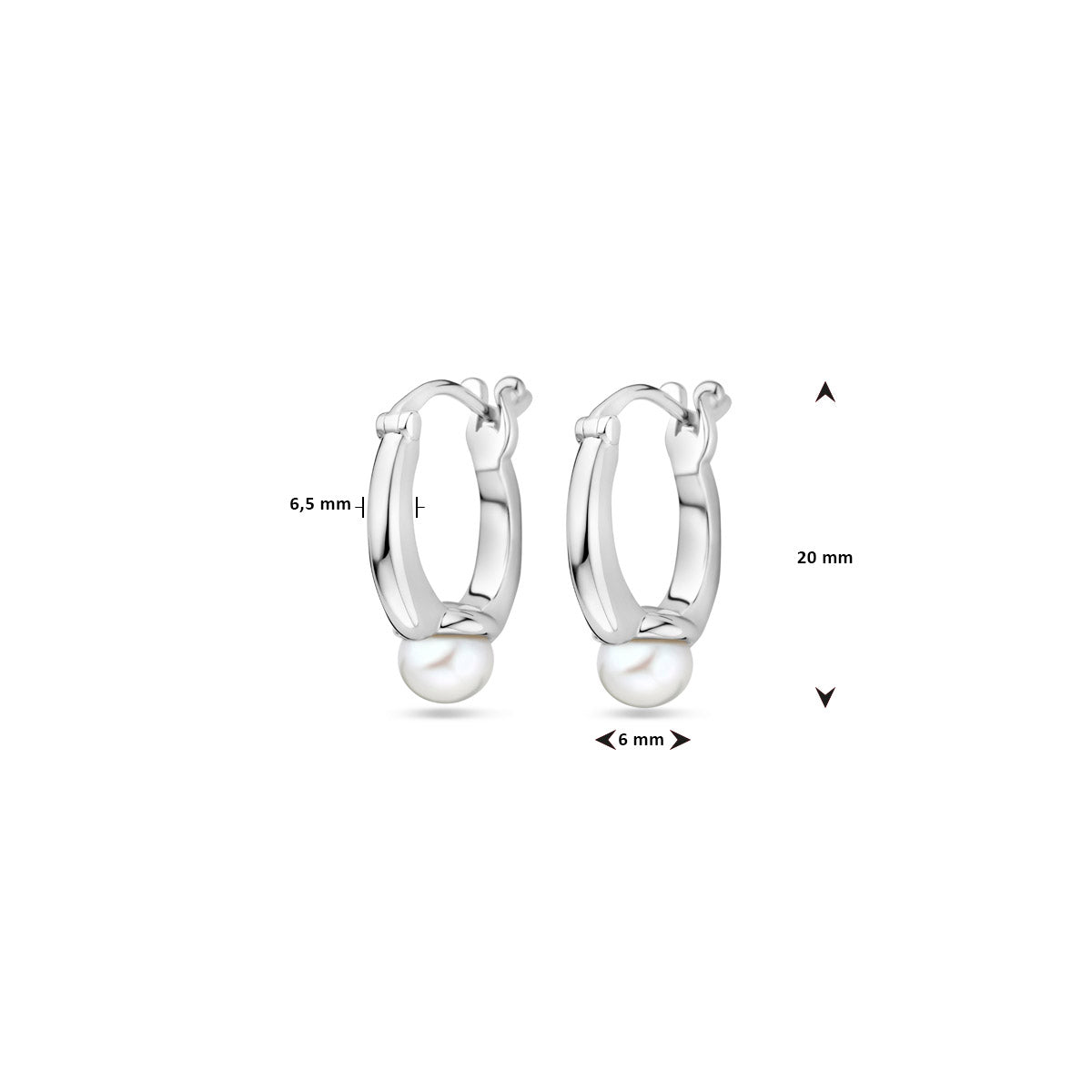 Ohrringe Perle 20 mm rhodiniertes Silber