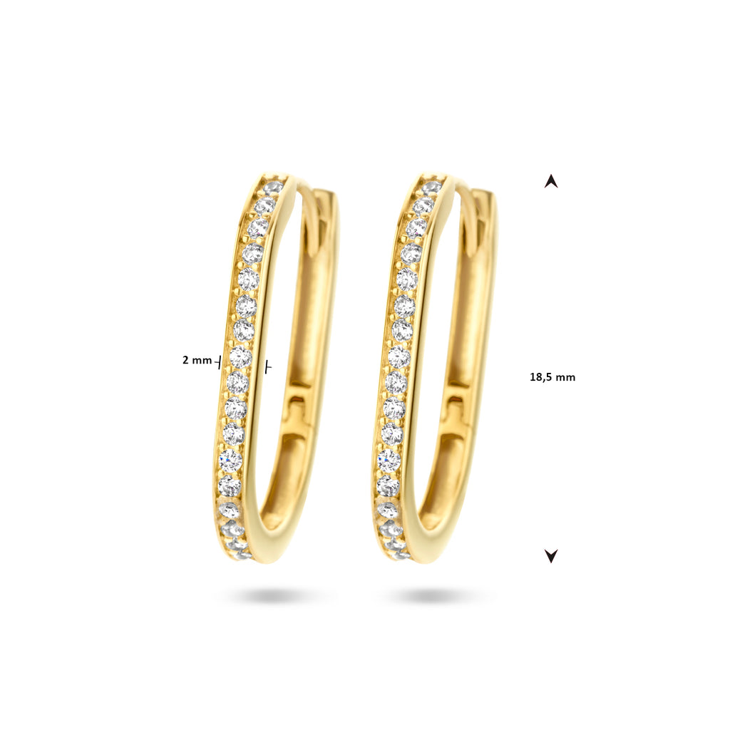 klapoorringen paperclip zirkonia 14K geelgoud