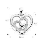 hanger hart zirkonia 14 mm zilver gerhodineerd