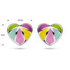 oorknoppen emaille hart zilver gerhodineerd
