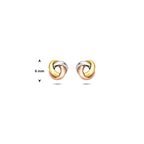 9k oorknoppen knoop 6 mm 9K tricolor