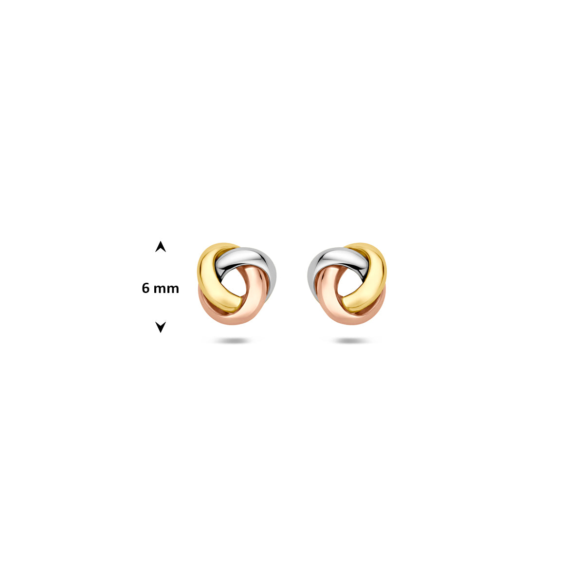 9k oorknoppen knoop 6 mm 9K tricolor