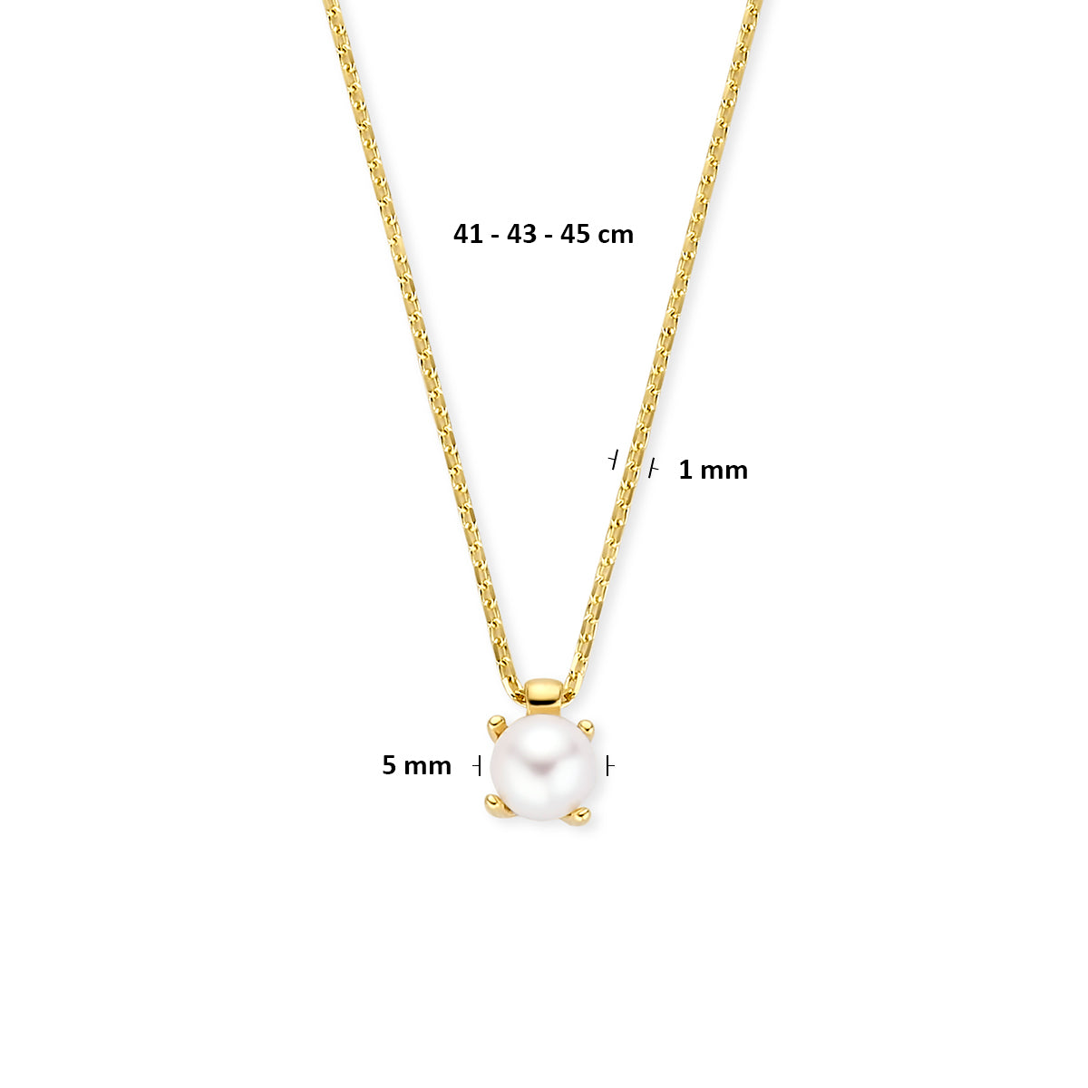 Perlenkette 41 - 43 - 45 cm 14K Gelbgold