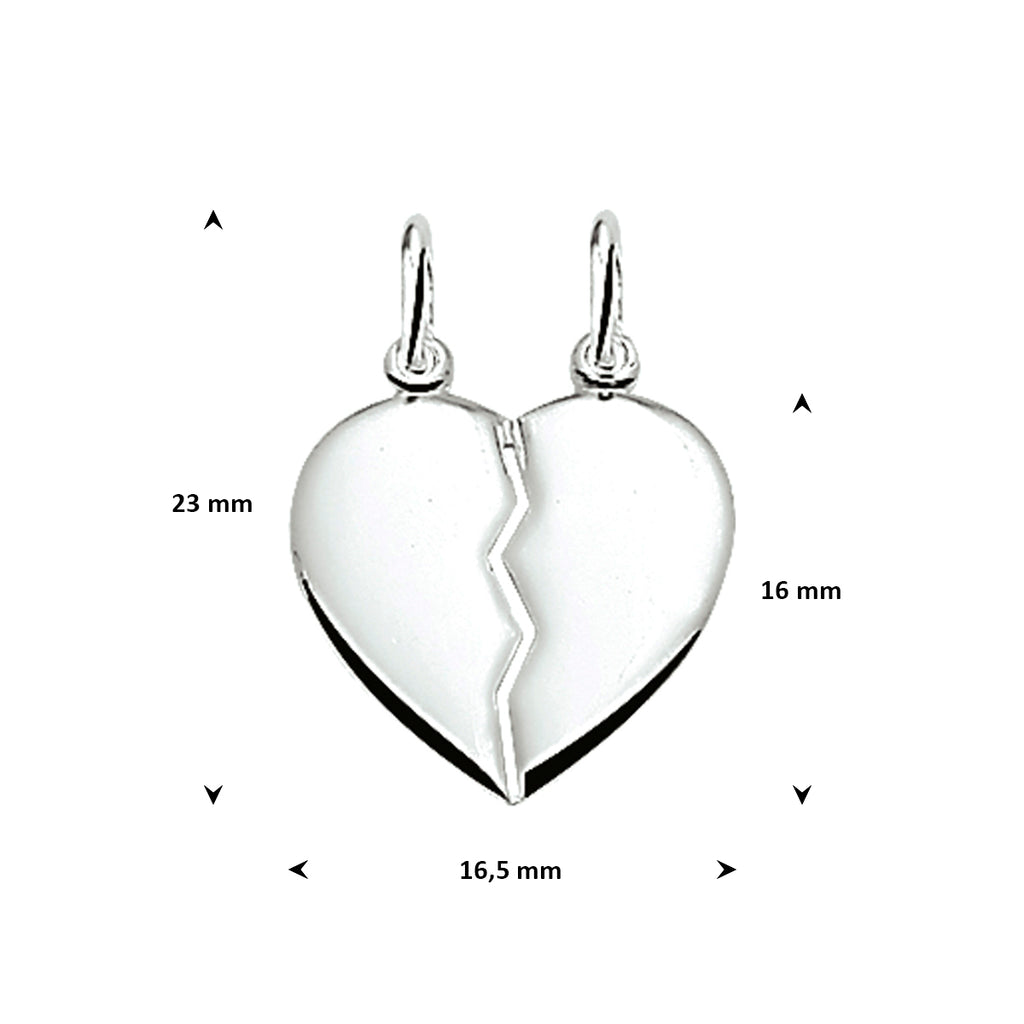 Herzanhänger 16 mm, Silber, rhodiniert
