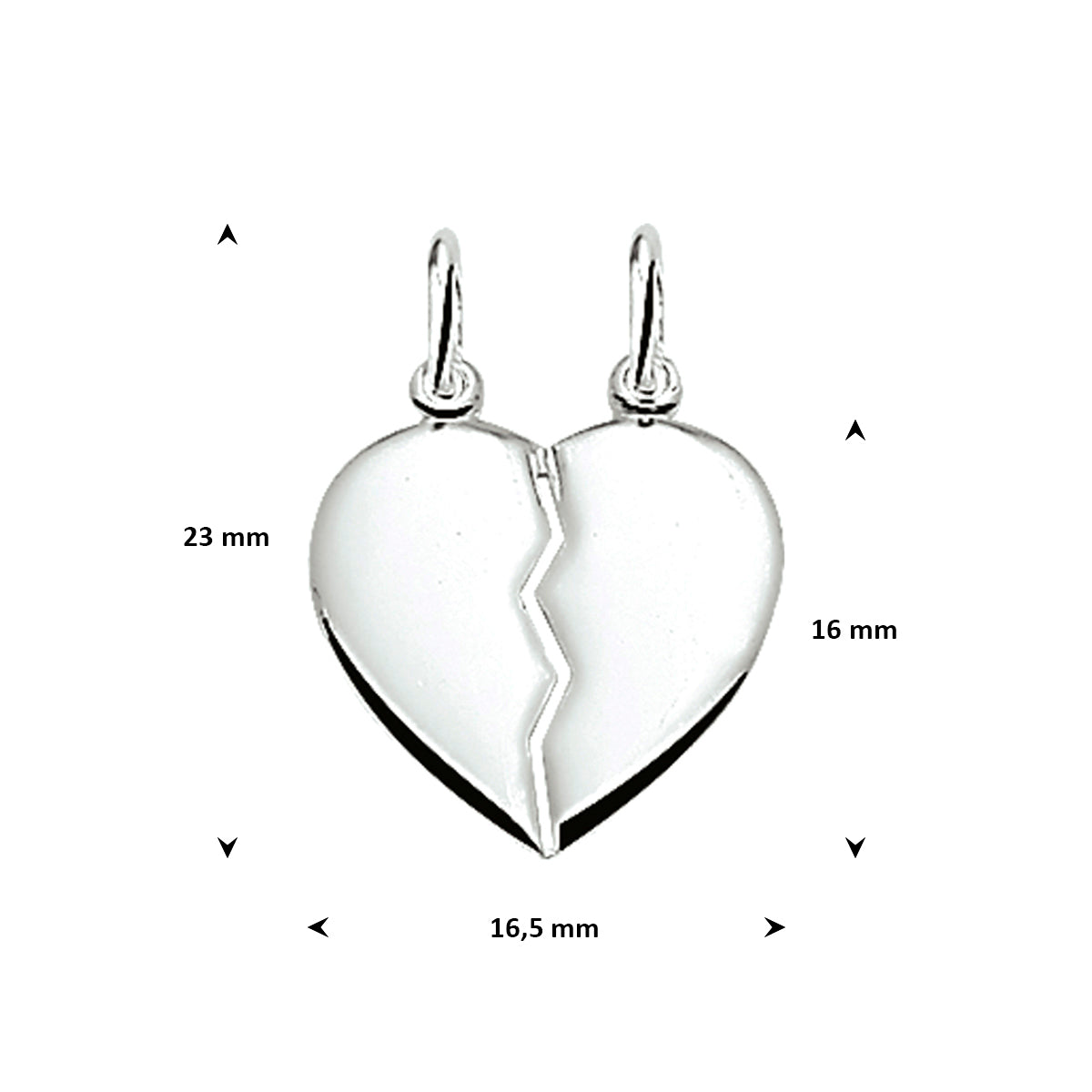 Herzanhänger 16 mm, Silber, rhodiniert
